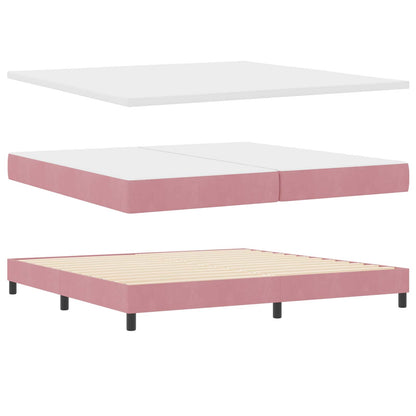 Letto a Sorgente LED con strisce LED Rosa 200 x 200 cm Velluto | homemem39