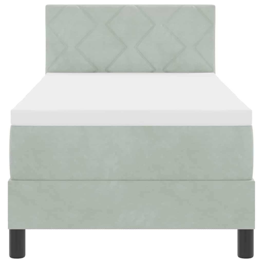 Letto a Sorgente LED Grigio chiaro 80 x 200 cm Velluto | homemem39