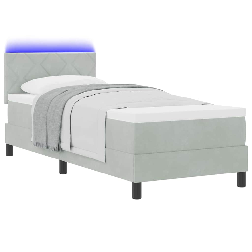 Letto a Sorgente LED Grigio chiaro 80 x 200 cm Velluto | homemem39
