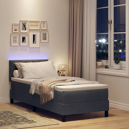 Letto a Sorgente LED Grigio scuro 80 x 200 cm Velluto | homemem39