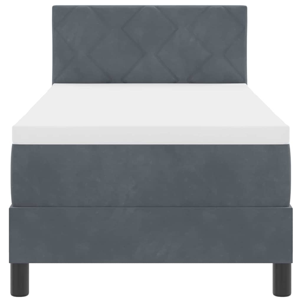 Letto a Sorgente LED Grigio scuro 80 x 200 cm Velluto | homemem39