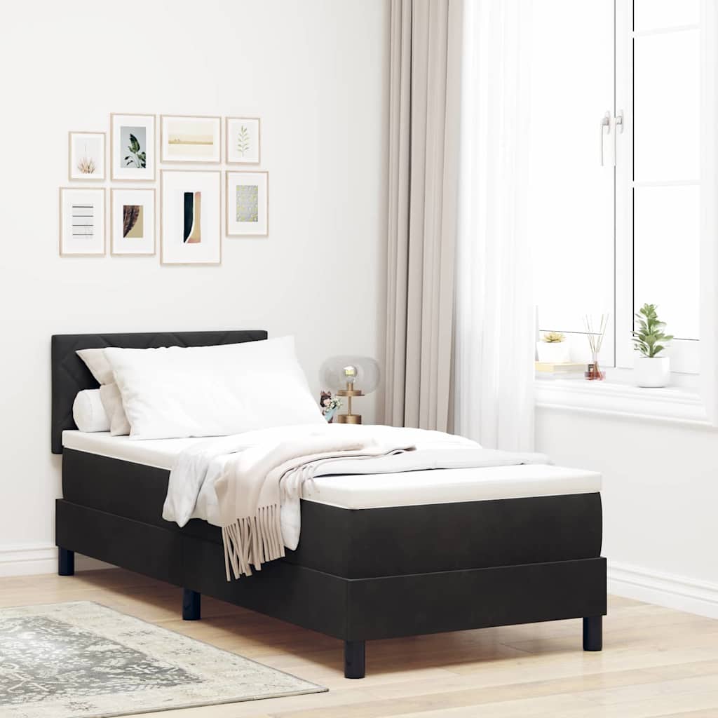 Letto a Sorgente LED con strisce LED Nero 80 x 200 cm Velluto | homemem39
