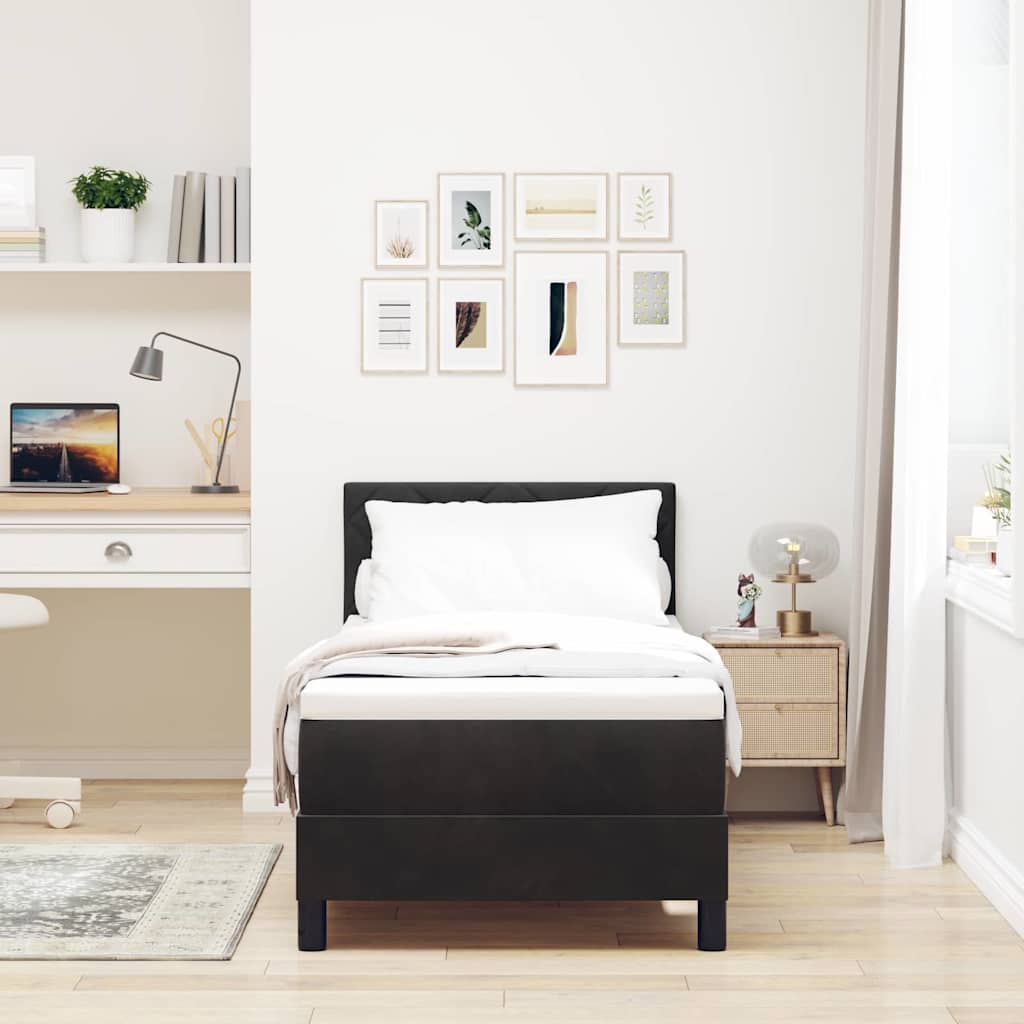Letto a Sorgente LED con strisce LED Nero 80 x 200 cm Velluto | homemem39