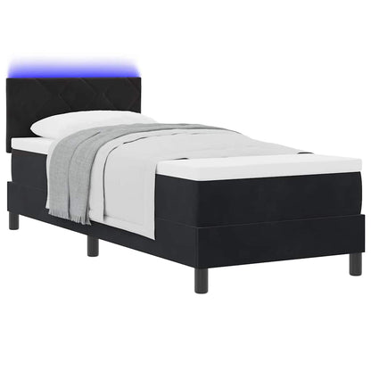 Letto a Sorgente LED con strisce LED Nero 80 x 200 cm Velluto | homemem39