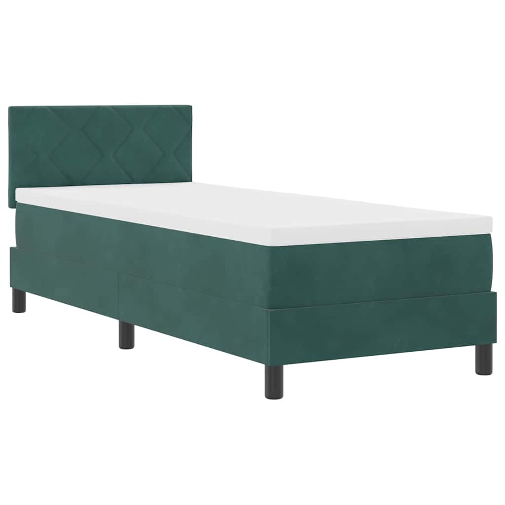 Letto a molle con testiera Verde scuro 80 x 200 cm Velluto