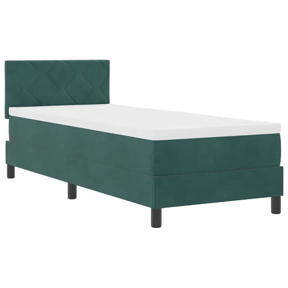 Letto a molle con testiera Verde scuro 80 x 200 cm Velluto