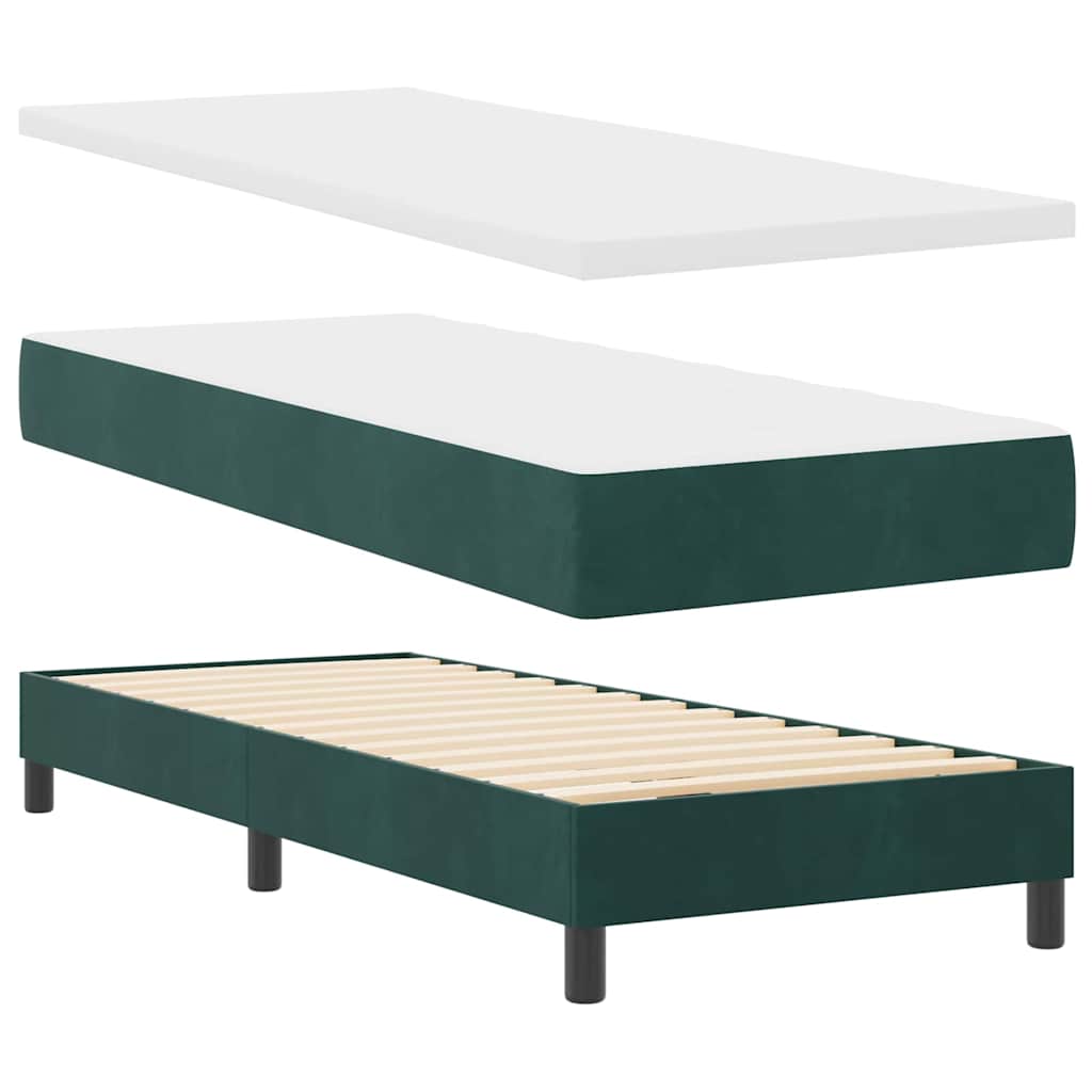 Letto a molle con testiera Verde scuro 80 x 200 cm Velluto