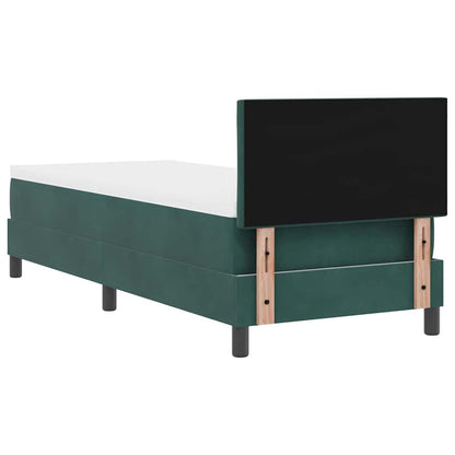 Letto a molle con testiera Verde scuro 80 x 200 cm Velluto