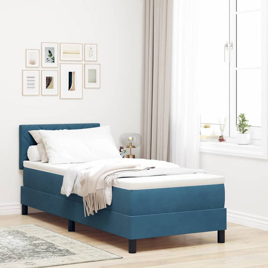 Letto a Sorgente LED con testiera Blu Scuro 80 x 200 cm Velluto | homemem39