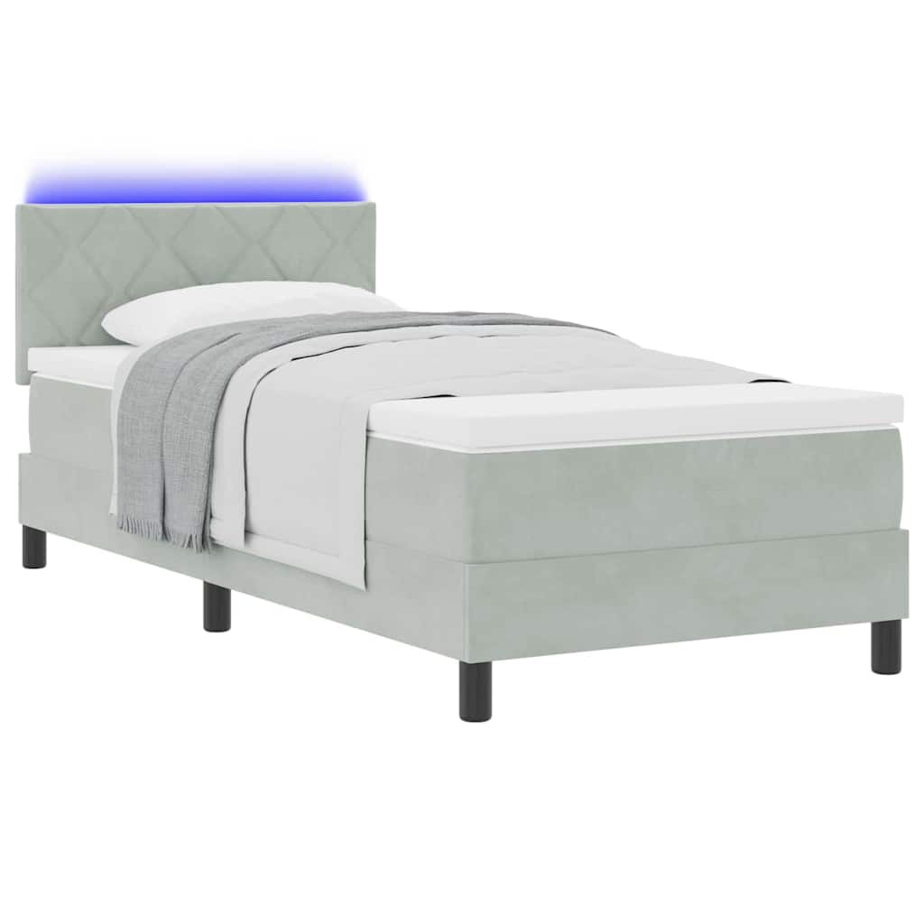 Letto a Sorgente LED Grigio chiaro 90 x 190 cm Velluto | homemem39