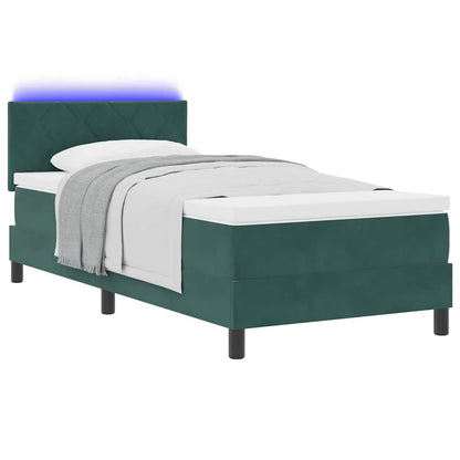 Letto a Sorgente LED con led Verde Scuro 90 x 190 cm Velluto | homemem39
