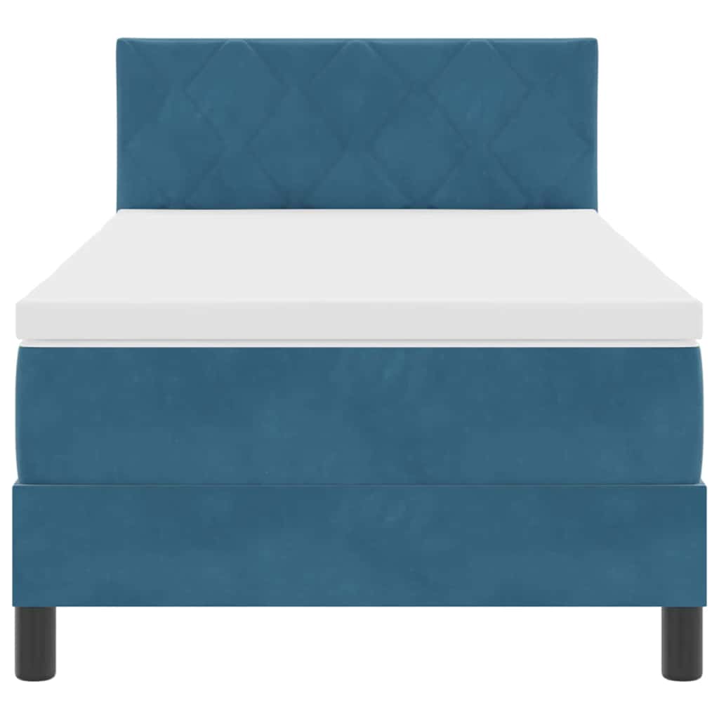 Letto a Sorgente LED con testiera Blu Scuro 90 x 190 cm Velluto | homemem39