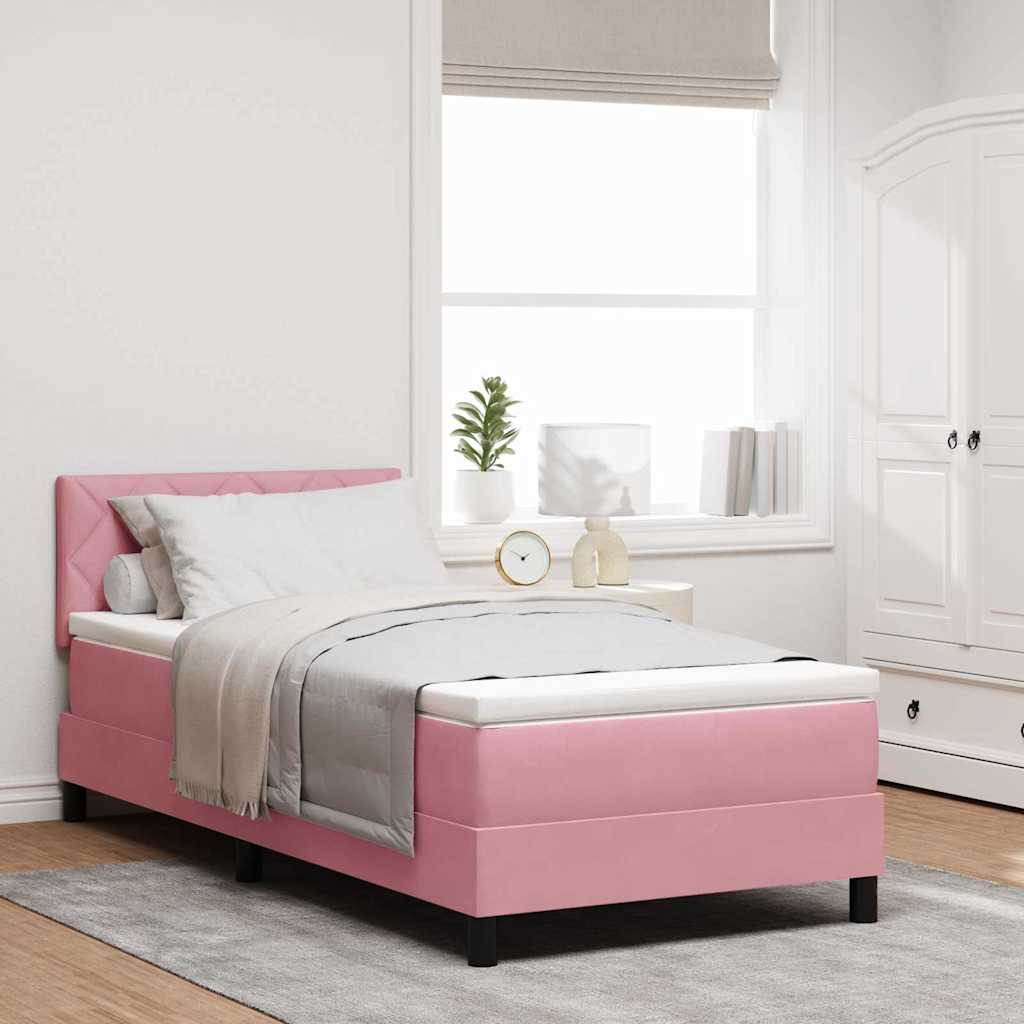 Letto a molle con testiera Rosa 90 x 190 cm Velluto