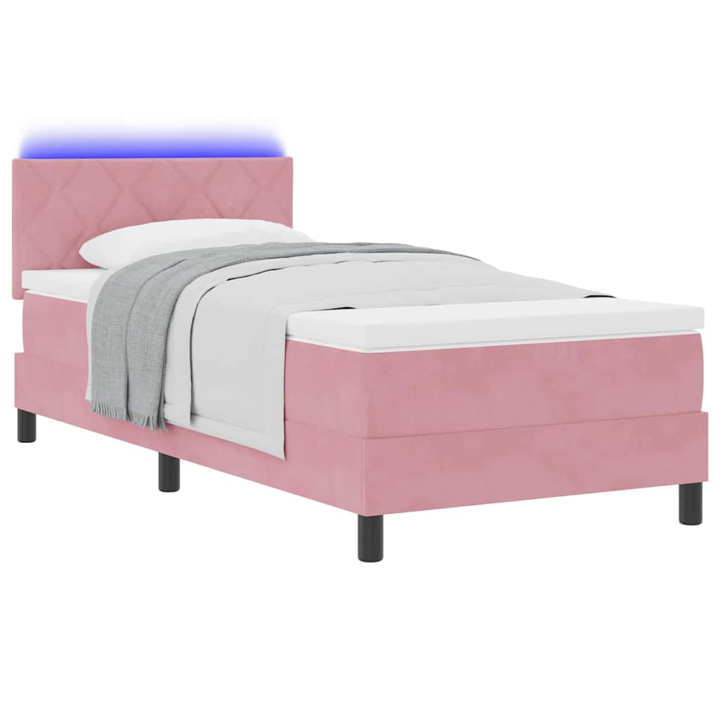Letto a molle con testiera Rosa 90 x 190 cm Velluto