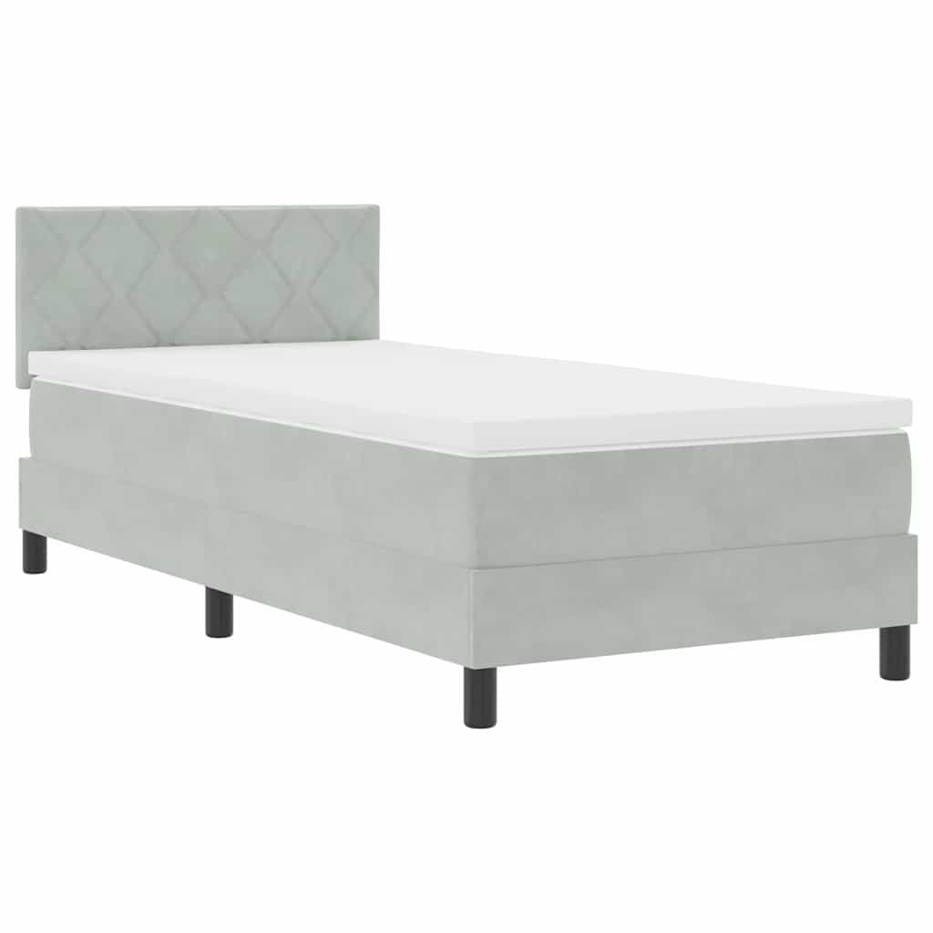 Letto a Sorgente LED Grigio chiaro 90 x 200 cm Velluto | homemem39