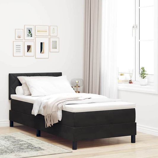 Letto a Sorgente LED con materasso Nero 90 x 200 cm Velluto | homemem39