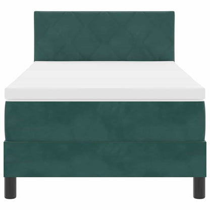 Letto a molle con testiera Verde scuro 90 x 200 cm Velluto