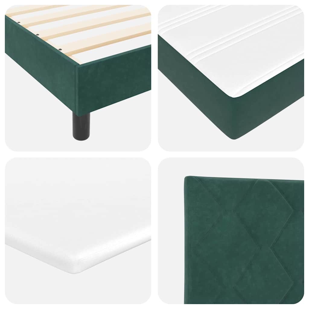 Letto a Sorgente LED Verde Scuro 100 x 200 cm Velluto | homemem39