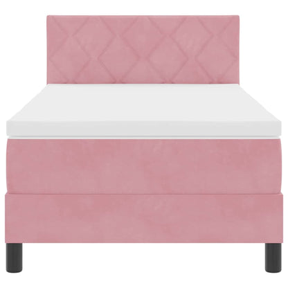 Letto a molle con testiera Rosa 100 x 200 cm Velluto