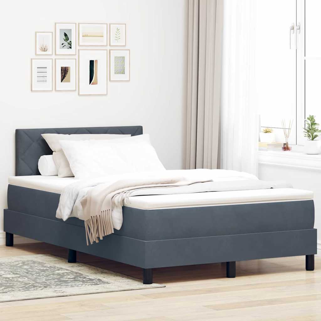 Letto a molle con testiera Grigio scuro 120 x 190 cm Velluto