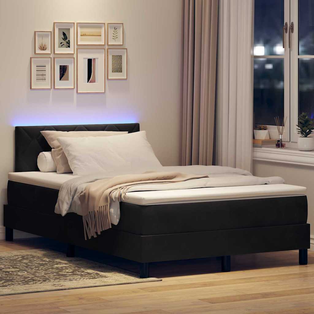 Letto a Sorgente LED con materasso Nero 120 x 190 cm Velluto