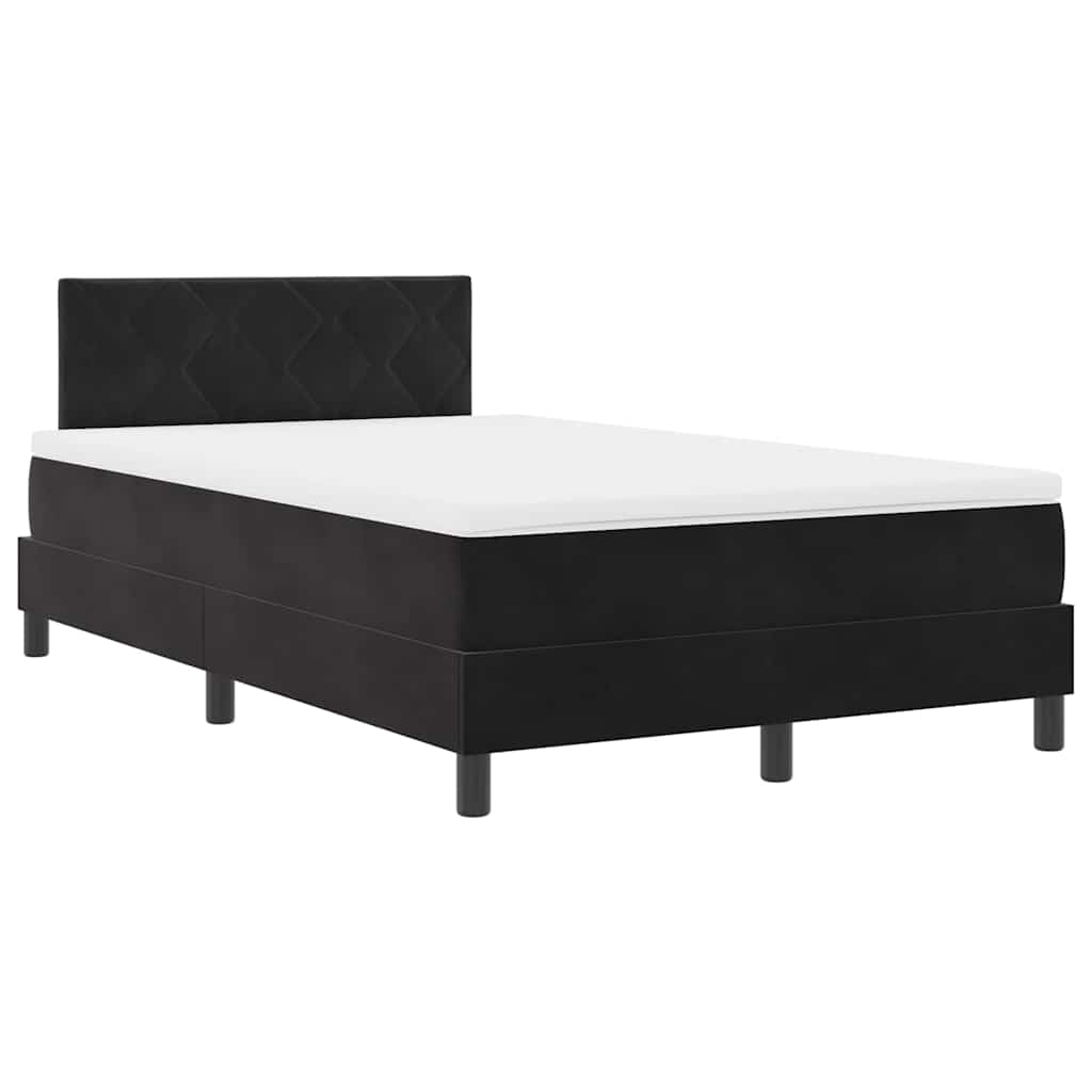 Letto a Sorgente LED con materasso Nero 120 x 190 cm Velluto