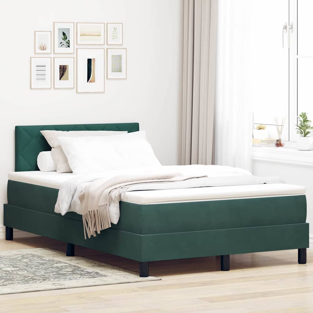 Letto a molle con testiera Verde scuro 120 x 190 cm Velluto