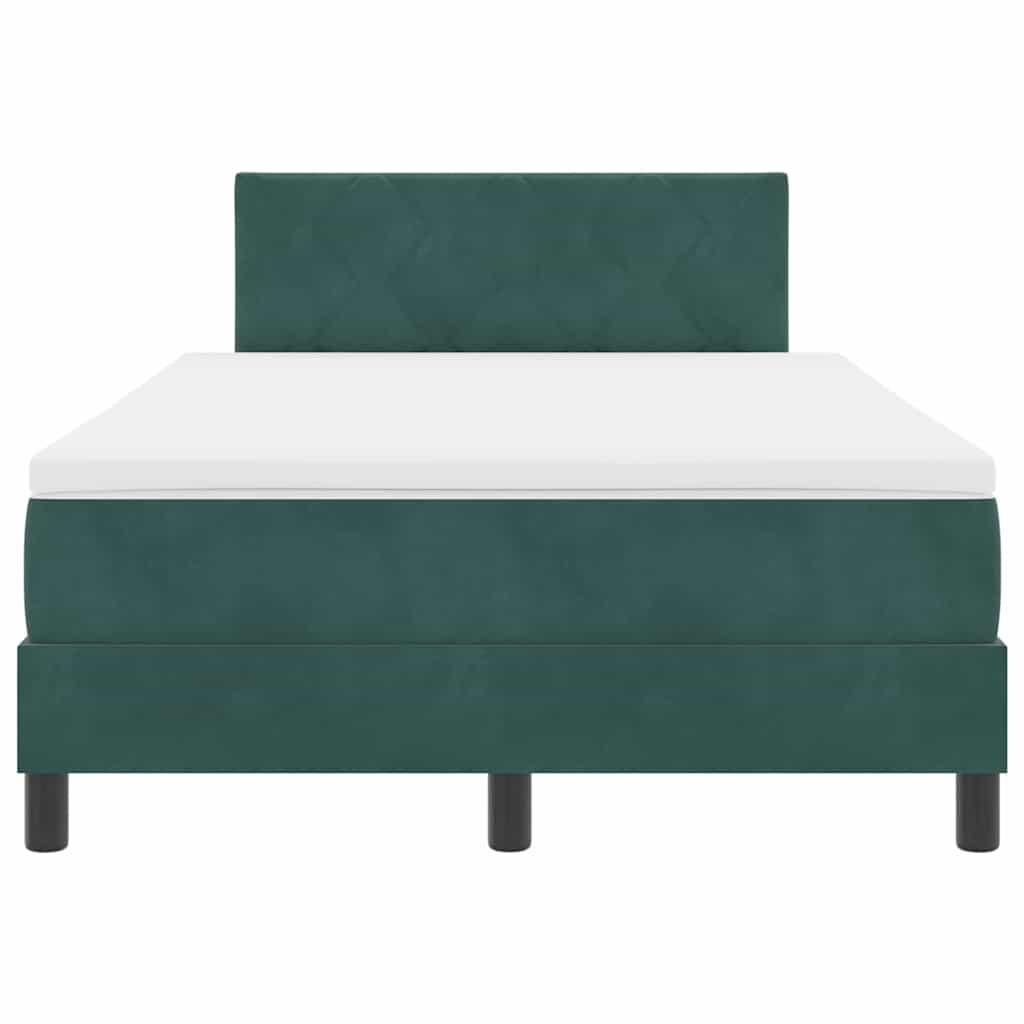 Letto a molle con testiera Verde scuro 120 x 200 cm Velluto
