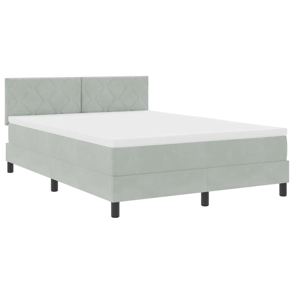 Letto a molle con testiera Grigio chiaro 140 x 190 cm Velluto