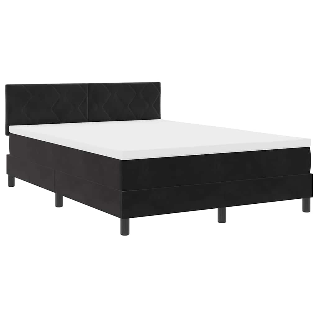 Letto a Sorgente LED con strisce LED Nero 140 x 190 cm Velluto | homemem39