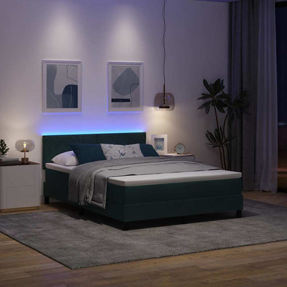 Letto a Sorgente LED con led Verde Scuro 140 x 190 cm Velluto