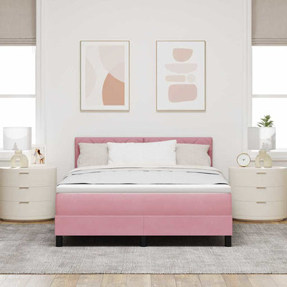 Letto a Sorgente LED con strisce LED Rosa 140 x 190 cm Velluto | homemem39