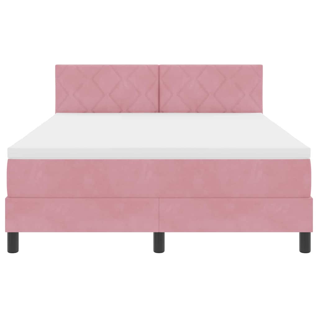 Letto a Sorgente LED con strisce LED Rosa 140 x 190 cm Velluto | homemem39