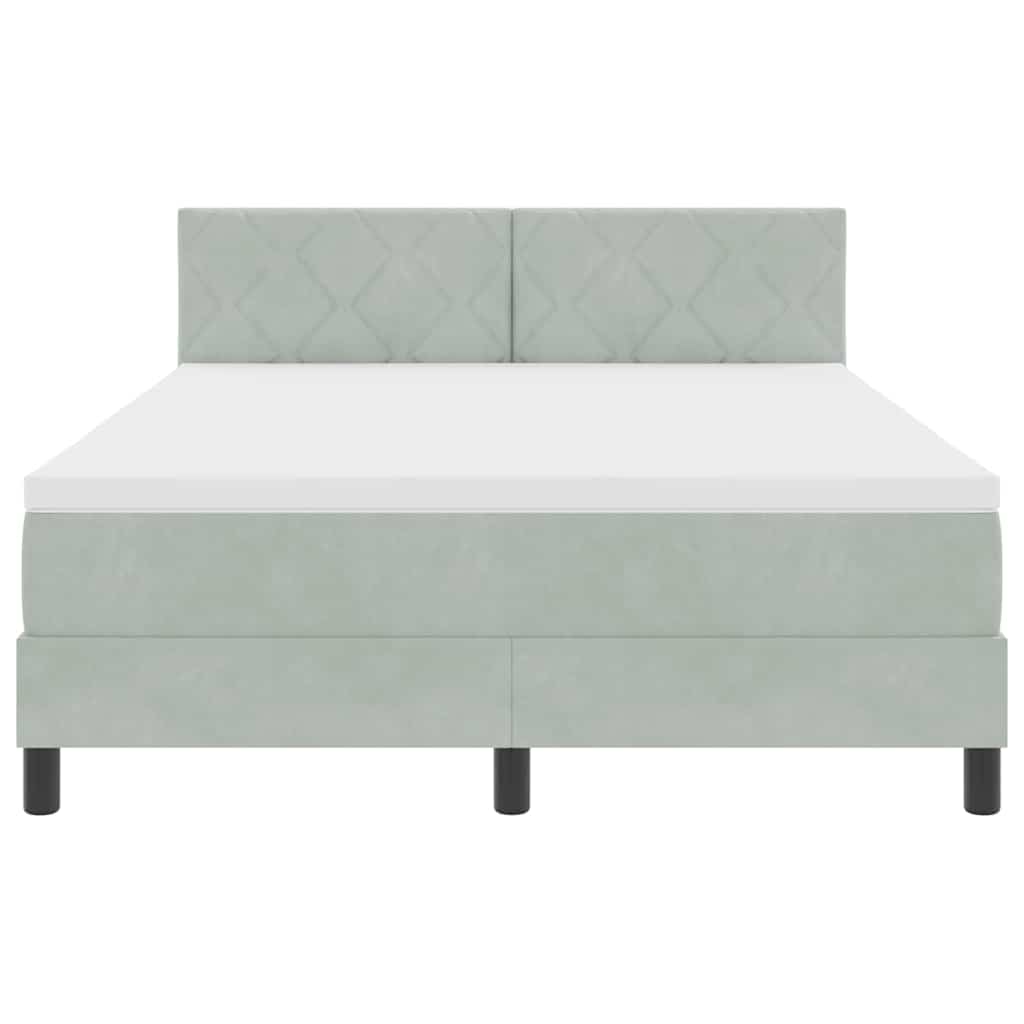 Letto a molle con testiera Grigio chiaro 140 x 200 cm Velluto
