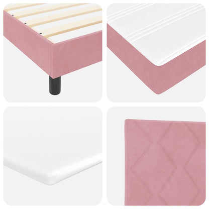Letto a Sorgente LED con strisce LED Rosa 140 x 200 cm Velluto