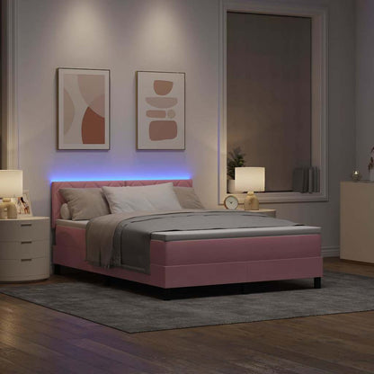 Letto a Sorgente LED con strisce LED Rosa 140 x 200 cm Velluto | homemem39
