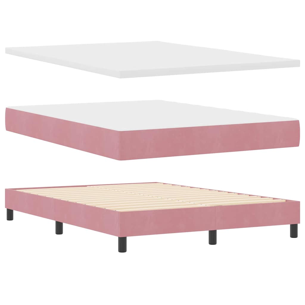 Letto a Sorgente LED con strisce LED Rosa 140 x 200 cm Velluto | homemem39