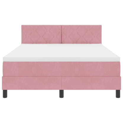 Letto a Sorgente LED con strisce LED Rosa 140 x 200 cm Velluto | homemem39