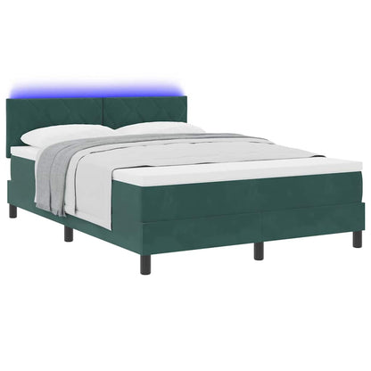 Letto a Sorgente LED con led Verde Scuro 160 x 200 cm Velluto