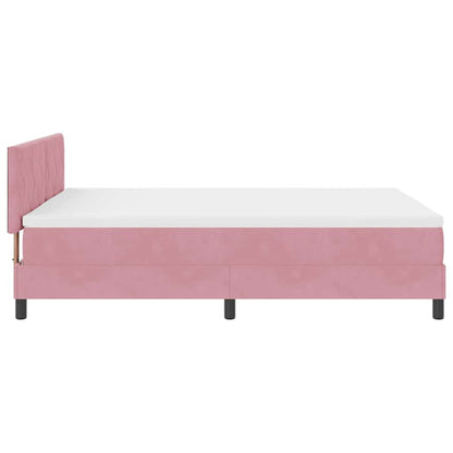 Letto a Sorgente LED con strisce LED Rosa 160 x 200 cm Velluto | homemem39