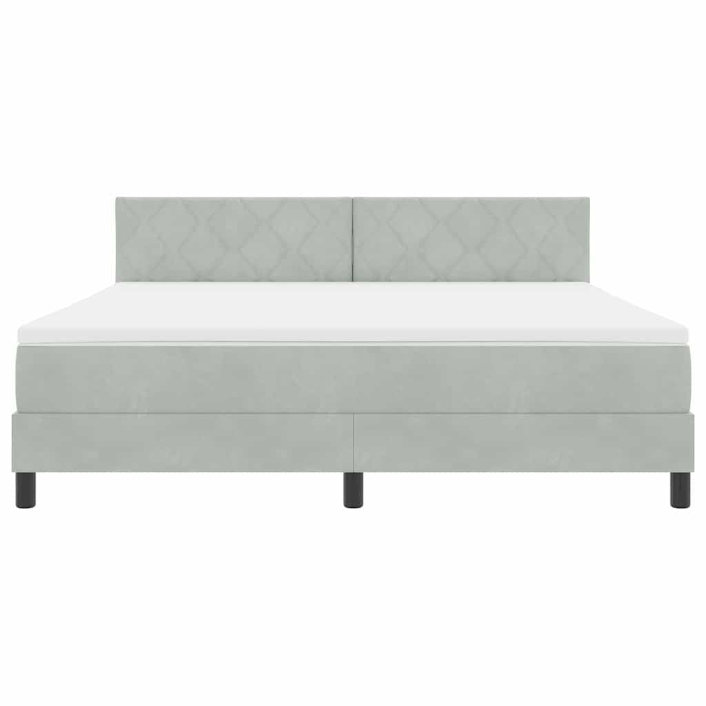 Letto a Sorgente LED con led Grigio chiaro 180 x 200 cm Velluto