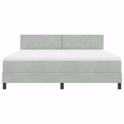 Letto a Sorgente LED con led Grigio chiaro 180 x 200 cm Velluto