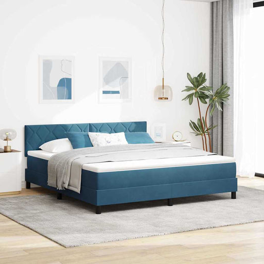 Letto a Sorgente LED Blu Scuro 180 x 200 cm Velluto | homemem39