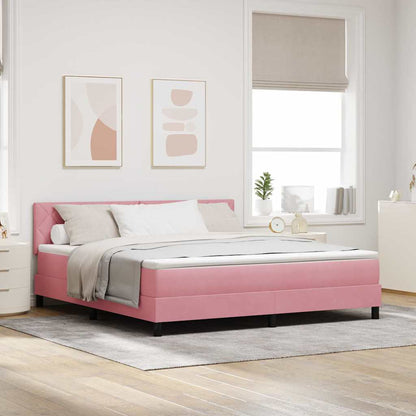 Letto a Sorgente LED con strisce LED Rosa 180 x 200 cm Velluto | homemem39