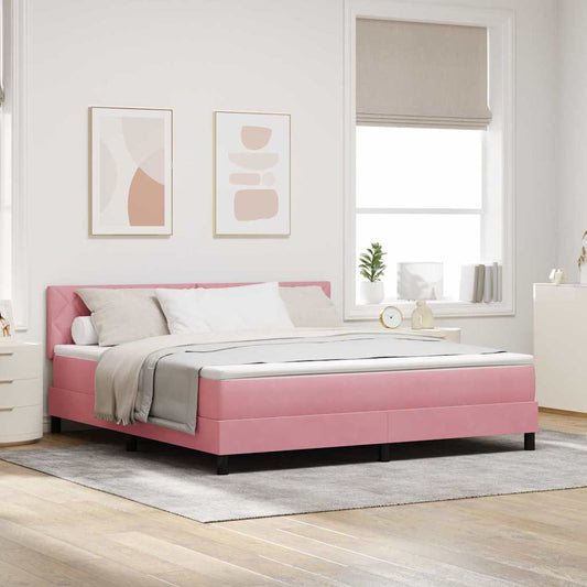 Letto a Sorgente LED con strisce LED Rosa 180 x 200 cm Velluto | homemem39