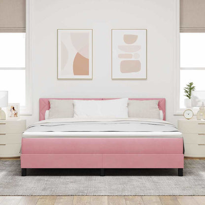 Letto a Sorgente LED con strisce LED Rosa 180 x 200 cm Velluto | homemem39