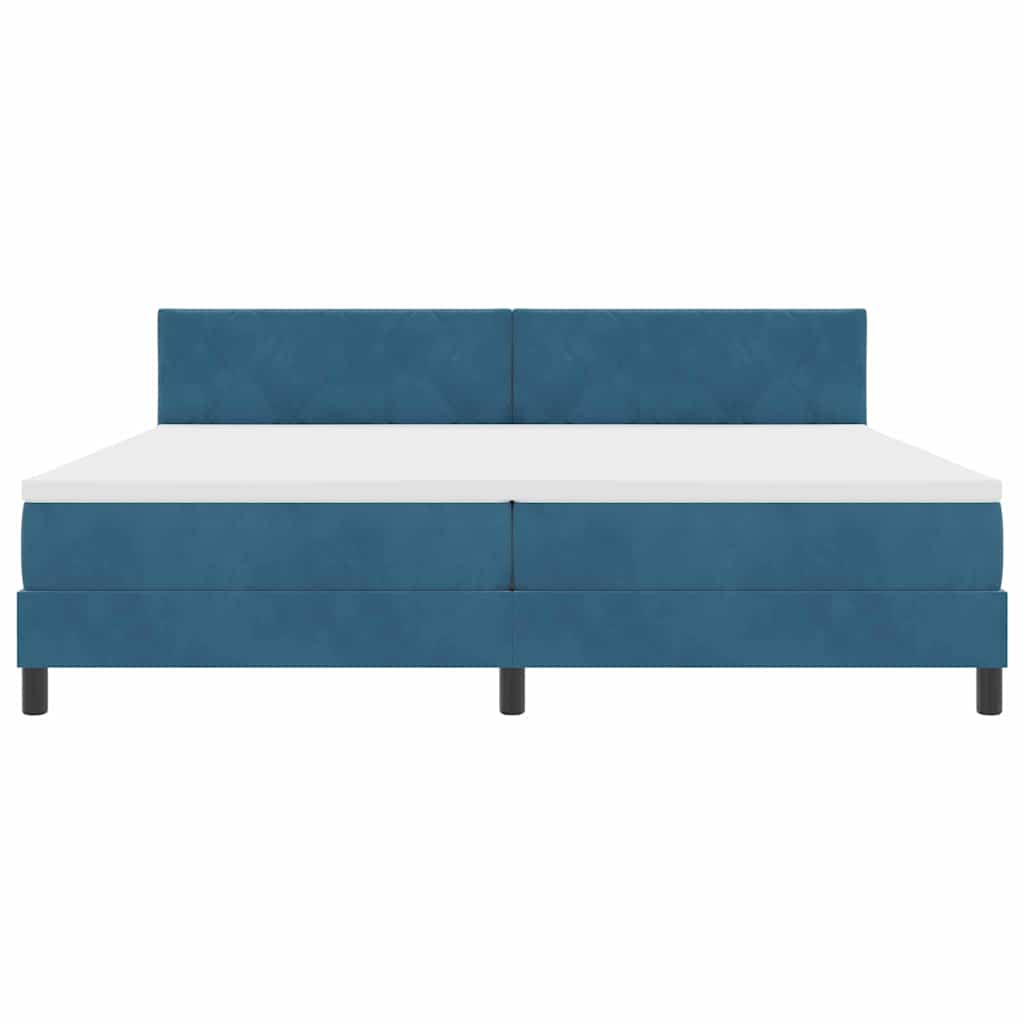 Letto a Sorgente LED Blu Scuro 200 x 200 cm Velluto | homemem39