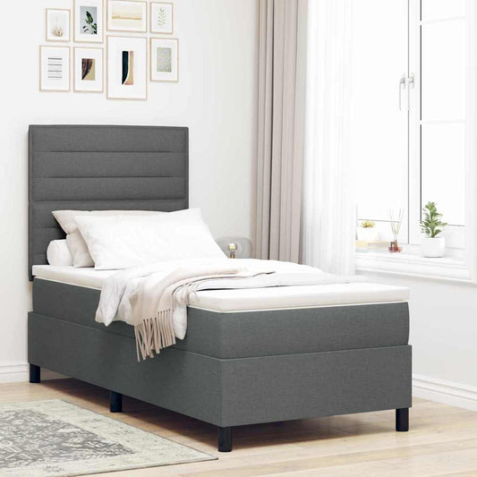 Letto a molle con materasso Grigio scuro 80 x 200 cm Tessuto | homemem39