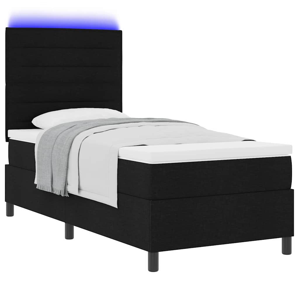 Letto a molle con materasso con led Nero 90 x 190 cm Tessuto | homemem39