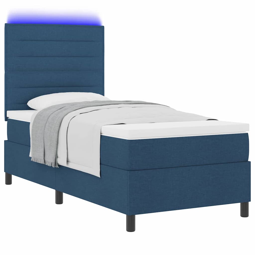 Letto a molle con materasso con led Blu 90 x 190 cm Tessuto | homemem39